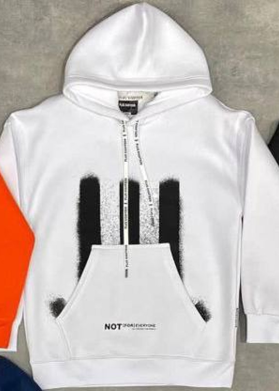 Худі оверсайз з текстом і принтами білий MFStore Изображение Худі оверсайз з текстом і принтами білий MFStore