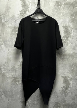 Асиметрична дизайнерська футболка з подовженими краями чорна MFStore Изображение Асиметрична дизайнерська футболка з подовженими краями чорна MFStore