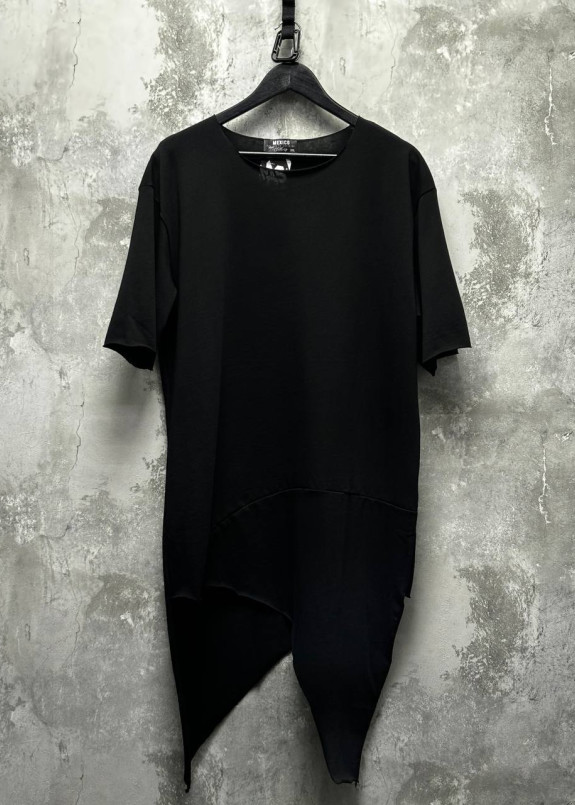 Асиметрична дизайнерська футболка з подовженими краями чорна MFStore Изображение Асиметрична дизайнерська футболка з подовженими краями чорна MFStore