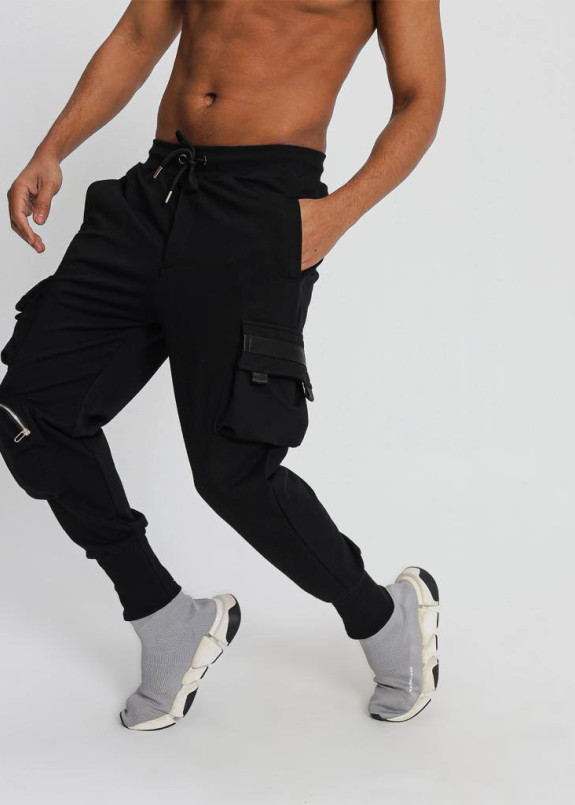 Штани карго чоловічі з накладним карманом чорні MFStore Изображение Штани карго чоловічі з накладним карманом чорні MFStore