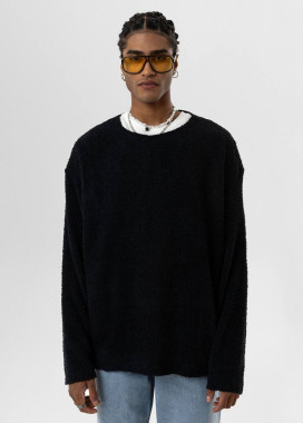 Лонгслів плюшевий вільного крою чорний MFStore Изображение Лонгслів плюшевий вільного крою чорний MFStore