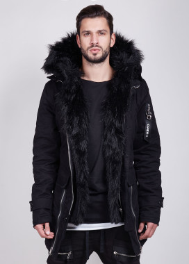 Парка с черным мехом декорированная молниями MFStore Изображение Парка с черным мехом декорированная молниями MFStore