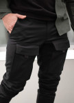 Изображение Зимние штаны карго на флисе мужские черные