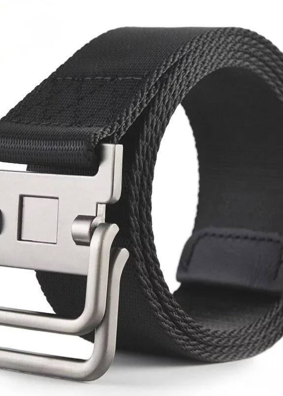 Модний текстильний ремінь на металевій застібці чорний MFStore Изображение Модний текстильний ремінь на металевій застібці чорний MFStore