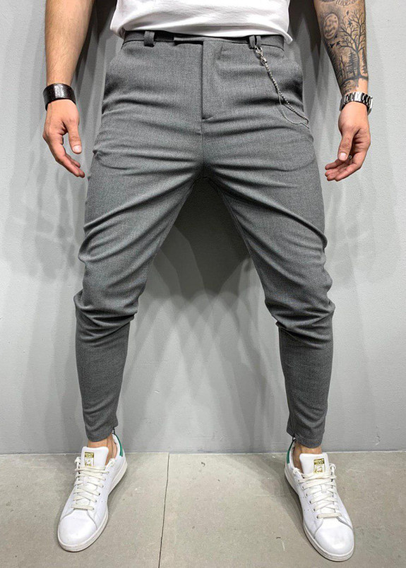 Брюки серые зауженные с цепочкой MFStore Изображение Брюки серые зауженные с цепочкой MFStore