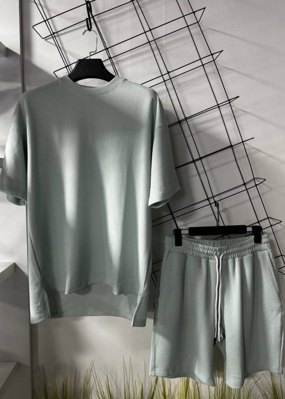 Костюм вільного крою вафельний ментоловий MFStore Изображение Костюм вільного крою вафельний ментоловий MFStore