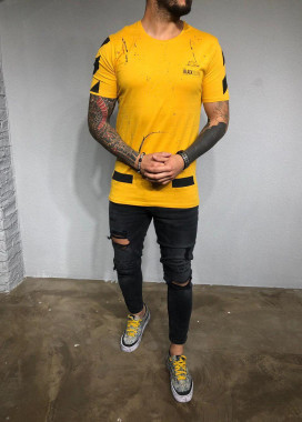 Футболка с уличной разметкой желтая MFStore Изображение Футболка с уличной разметкой желтая MFStore