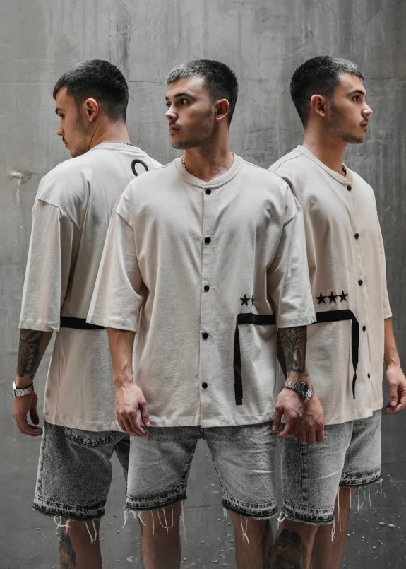 Кімоно чоловіче на кнопках с нашивками пісочне MFStore Изображение Кімоно чоловіче на кнопках с нашивками пісочне MFStore