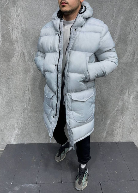 Удлиненная парка с капюшоном серая MFStore Изображение Удлиненная парка с капюшоном серая MFStore