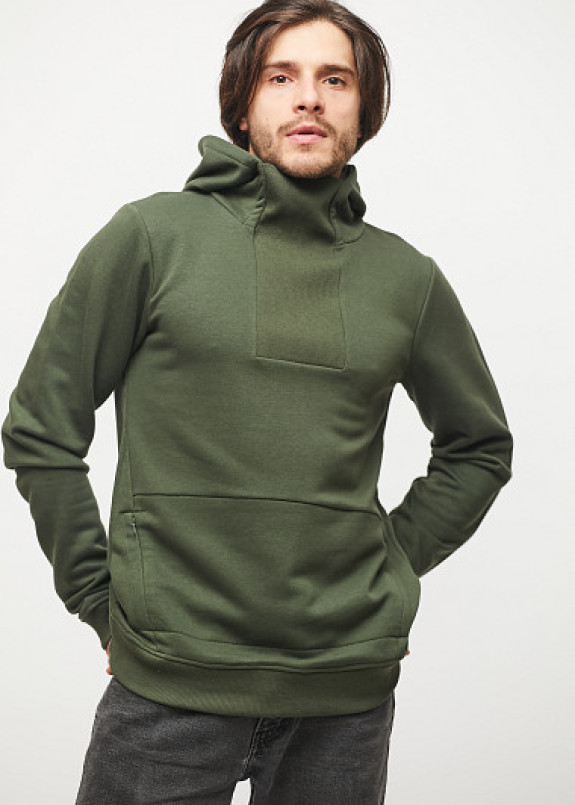 Мужской худи в цвете хаки Изображение Мужской худи в цвете хаки