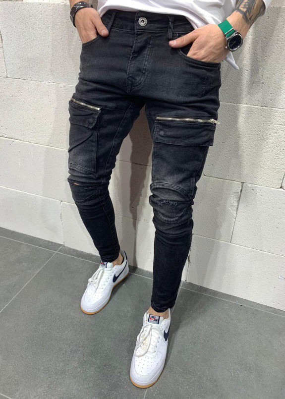 Мужские джинсы скинни с молниями Изображение Мужские джинсы скинни с молниями
