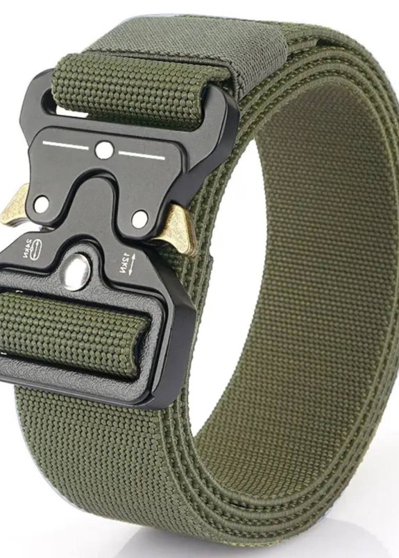 Стильний ремінь на металевій застібці хакі MFStore Изображение Стильний ремінь на металевій застібці хакі MFStore