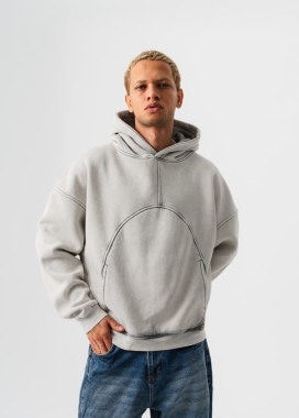 Дизайнерське худі виварене на флісі світло-сіре MFStore Изображение Дизайнерське худі виварене на флісі світло-сіре MFStore