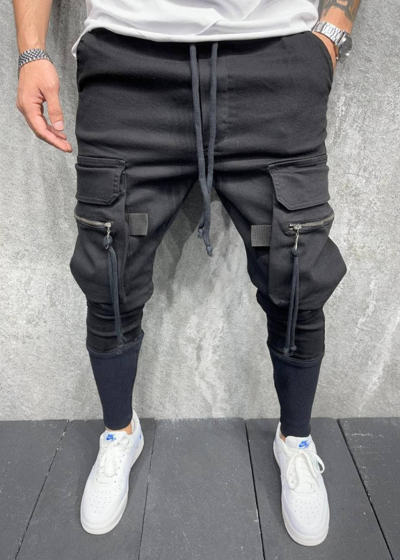 Штани чорні спортивні із затяжками на кишенях MFStore Изображение Штани чорні спортивні із затяжками на кишенях MFStore