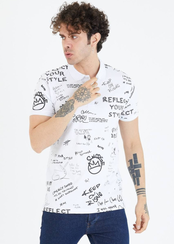 Футболка белая поло reflect your style MFStore Изображение Футболка белая поло reflect your style MFStore