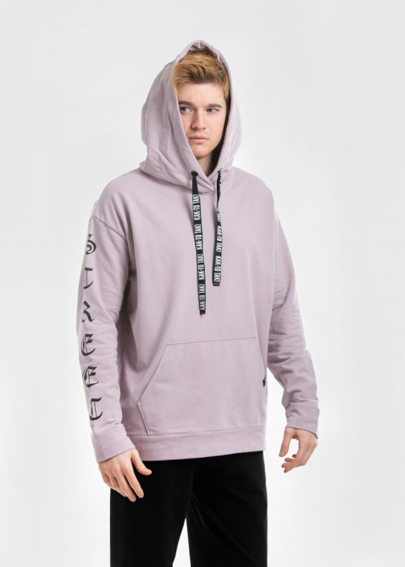 Худи бледно-фиолетового цвета Street style Изображение Худи бледно-фиолетового цвета Street style