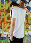 Изображение Футболка мужская белая удлиненная с лампасом Фриман Tur streetwear