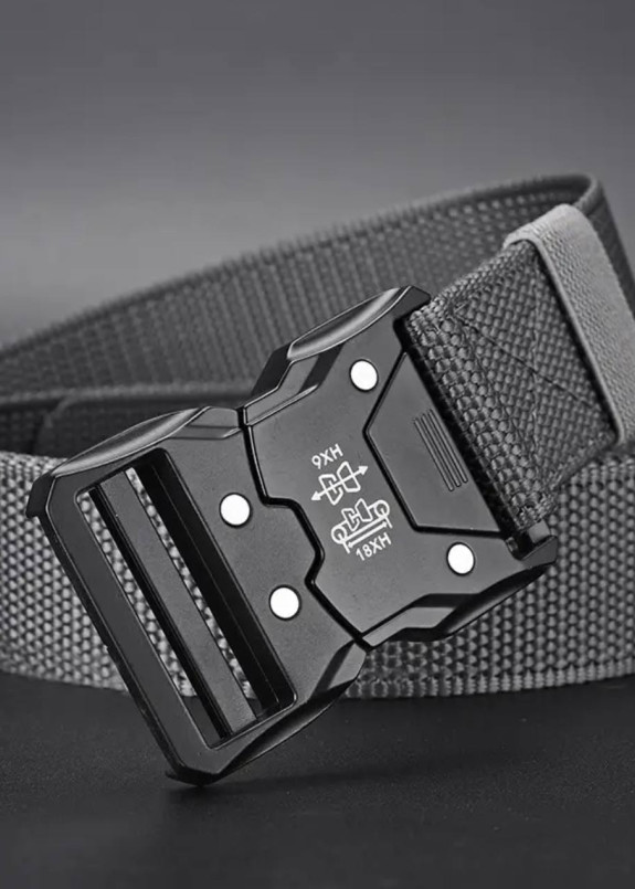 Стильний ремінь на пластиковій застібці сірий MFStore Изображение Стильний ремінь на пластиковій застібці сірий MFStore