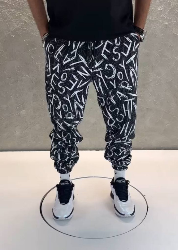 Штани вільного крою з малюнками чорно-білі MFStore Изображение Штани вільного крою з малюнками чорно-білі MFStore