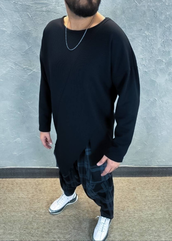 Кофта дизайнерська асиметрична з косим зрізом чорна MFStore Изображение Кофта дизайнерська асиметрична з косим зрізом чорна MFStore