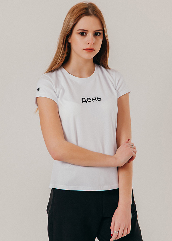 Футболка с принтом день Street style Изображение Футболка с принтом день Street style