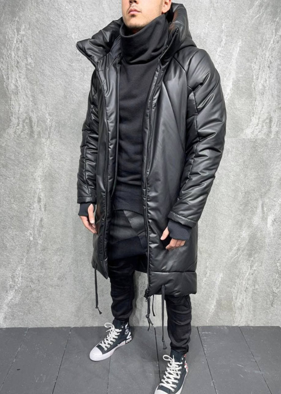 Парка чоловіча дизайнерська чорна зі шнурками MFStore Изображение Парка чоловіча дизайнерська чорна зі шнурками MFStore