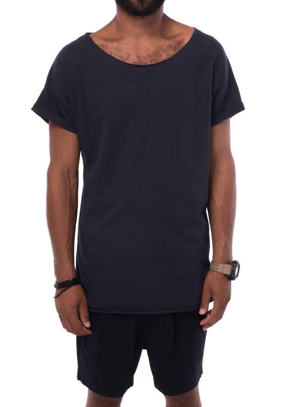 Футболка серая с широким горлом Lut Изображение Футболка серая с широким горлом Lut