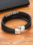 Браслет чоловічий шкіряний багатошаровий з магнітною застібкою хром MFStore Изображение Браслет чоловічий шкіряний багатошаровий з магнітною застібкою хром MFStore