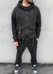 Изображение Оверсайз худи на молнии с накладными карманами черное MFStore