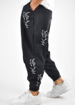 Изображение Стильні штани вільного крою галіфе з ієрогліфами чорні MFStore