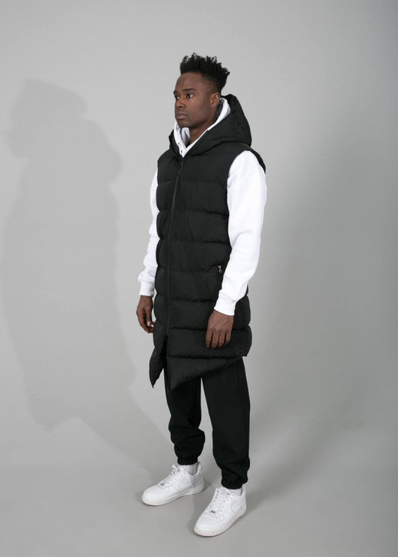 Дизайнерька подовжена жилетка з лампасами чорна MFStore Изображение Дизайнерька подовжена жилетка з лампасами чорна MFStore