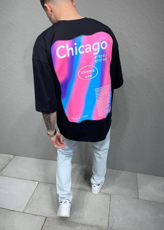 Футболка оверсайз мужская с принтом на спине черная MFStore Изображение Футболка оверсайз мужская с принтом на спине черная MFStore