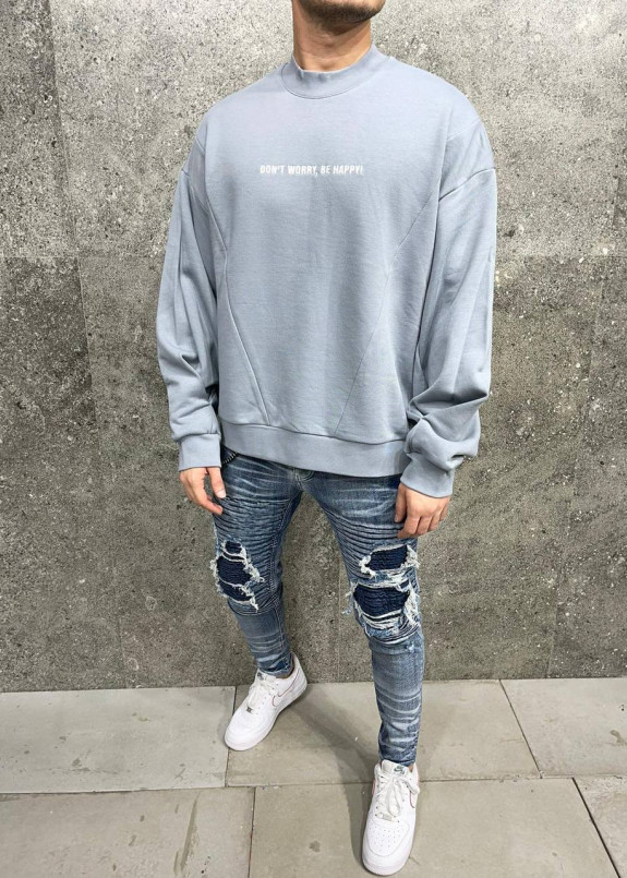 Світшот оверсайз don't worry сірий MFStore Изображение Світшот оверсайз don't worry сірий MFStore