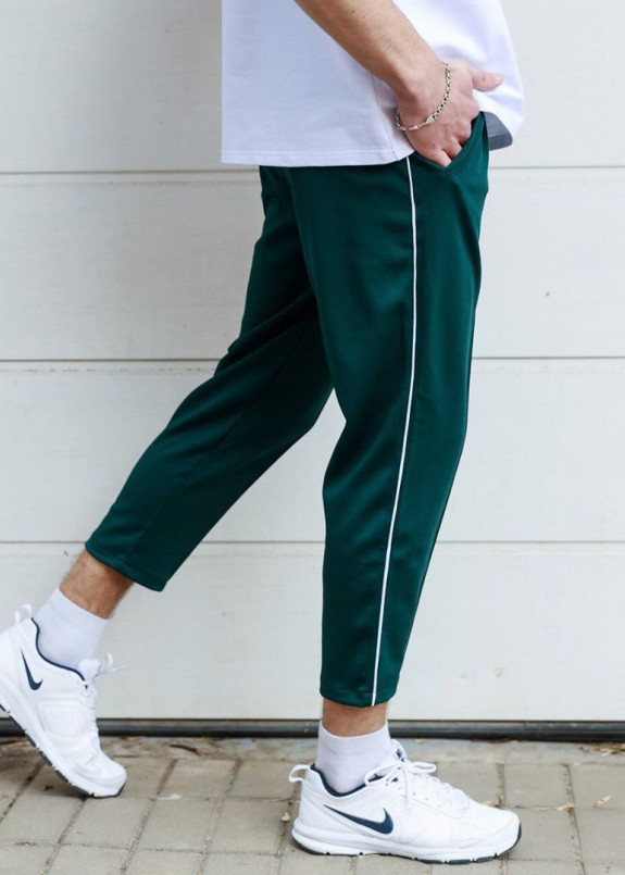 Изображение Спортивные штаны с полосками мужские зеленые Кейдж