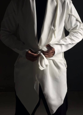 Кардиган дизайнерський з поясом білий MFStore Изображение Кардиган дизайнерський з поясом білий MFStore