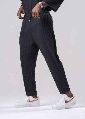 Стильні штани вільного крою в смужку чорні MFStore Изображение Стильні штани вільного крою в смужку чорні MFStore