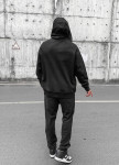 Изображение Оверсайз худи на молнии с накладными карманами черное MFStore