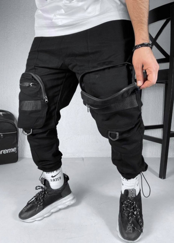 Джоггери карго чоловічі з накладними карманами чорні MFStore Изображение Джоггери карго чоловічі з накладними карманами чорні MFStore