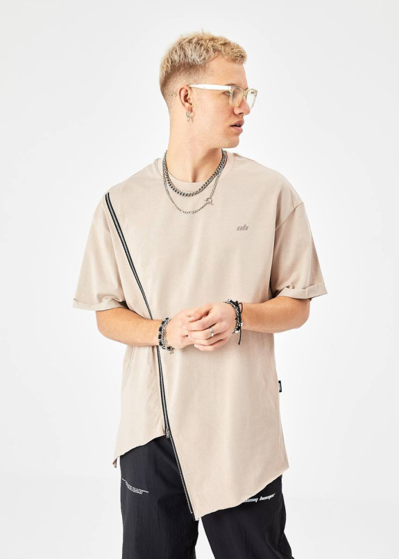Футболка асиметрична з блискавкою пісочна MFStore Изображение Футболка асиметрична з блискавкою пісочна MFStore