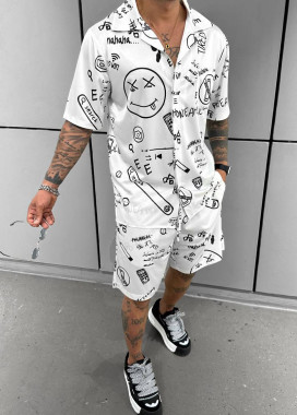 Костюм оверсайз з рубашкою smile білий MFStore Изображение Костюм оверсайз з рубашкою smile білий MFStore