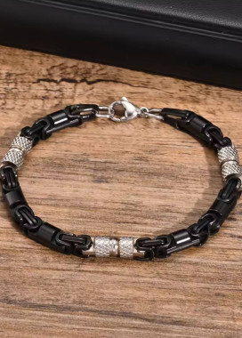 Комбінований браслет у стилі стім панк чорний хром MFStore Изображение Комбінований браслет у стилі стім панк чорний хром MFStore