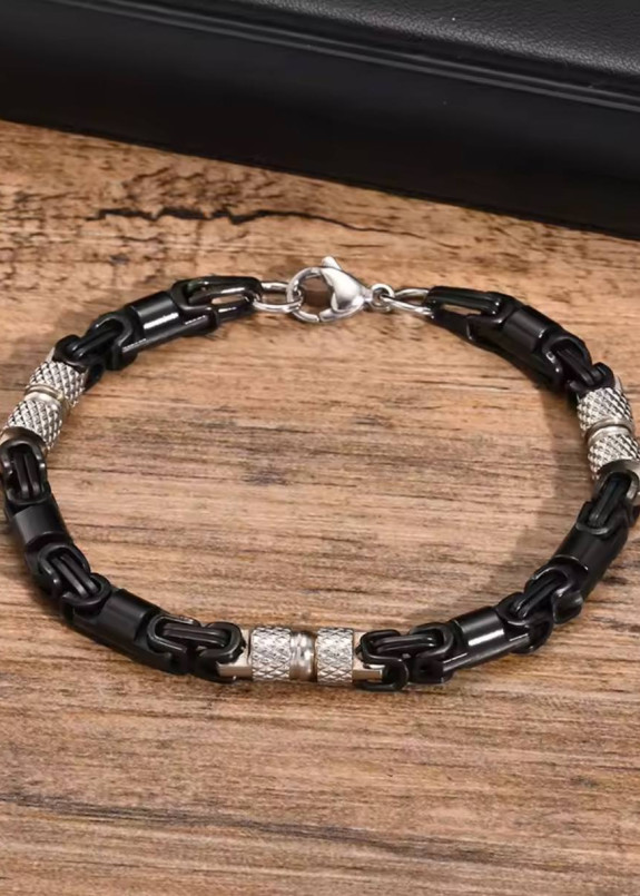 Комбінований браслет у стилі стім панк чорний хром MFStore Изображение Комбінований браслет у стилі стім панк чорний хром MFStore