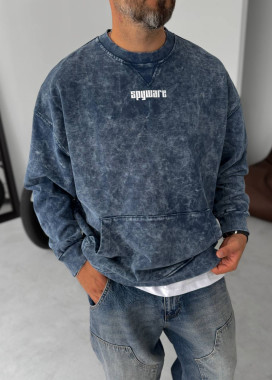 Стильний світшот вільного крою виварений з принтом синій MFStore Изображение Стильний світшот вільного крою виварений з принтом синій MFStore