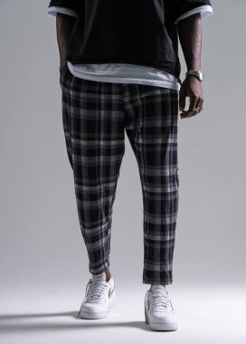 Штани вільного крою в клітинку звужені чорні MFStore Изображение Штани вільного крою в клітинку звужені чорні MFStore