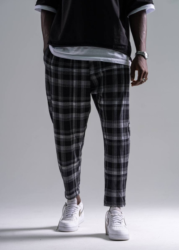 Штани вільного крою в клітинку звужені чорні MFStore Изображение Штани вільного крою в клітинку звужені чорні MFStore