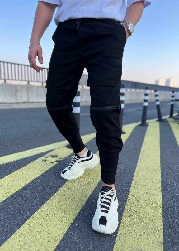 Штани карго на манжетах спортивні чорні MFStore Изображение Штани карго на манжетах спортивні чорні MFStore