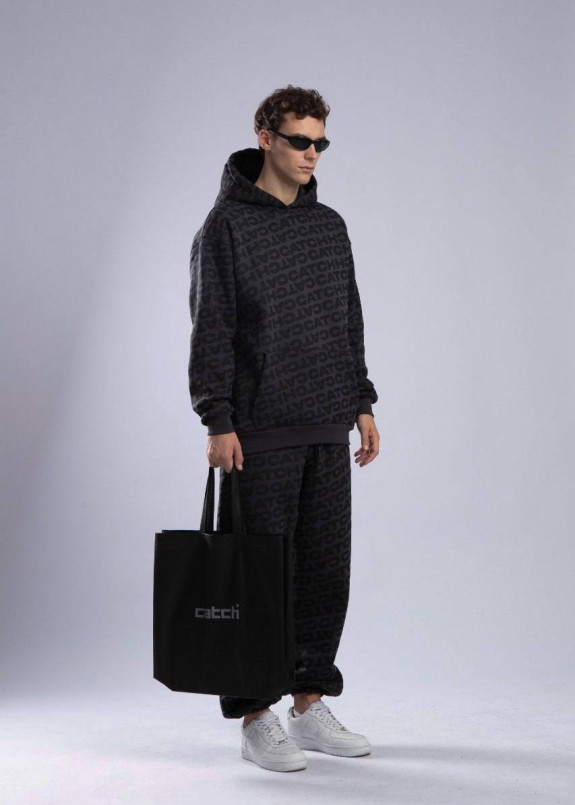 Костюм оверсайз принтований на флісі сірий MFStore Изображение Костюм оверсайз принтований на флісі сірий MFStore