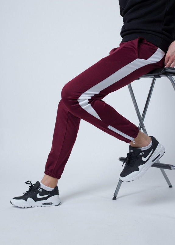 Спортивные штаны мужские бордовые с лампасами Рокки Tur streetwear Изображение Спортивные штаны мужские бордовые с лампасами Рокки Tur streetwear