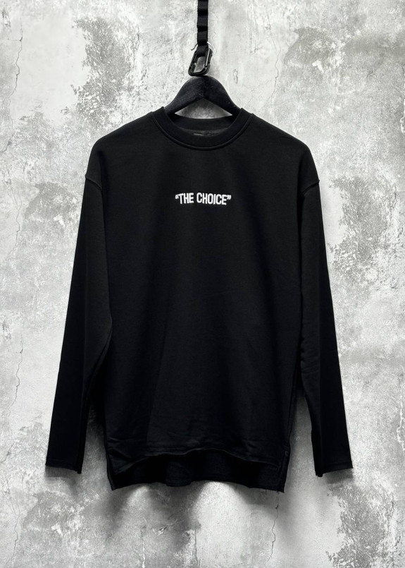 Лонгслів оверсайз з вишивкою the choice чорний MFStore Изображение Лонгслів оверсайз з вишивкою the choice чорний MFStore