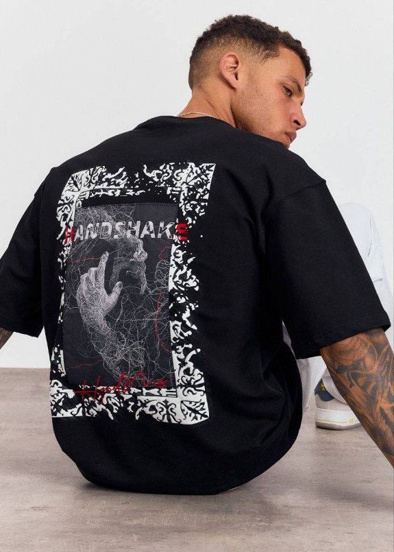Футболка оверсайз з текстом і принтами чорна MFStore Изображение Футболка оверсайз з текстом і принтами чорна MFStore